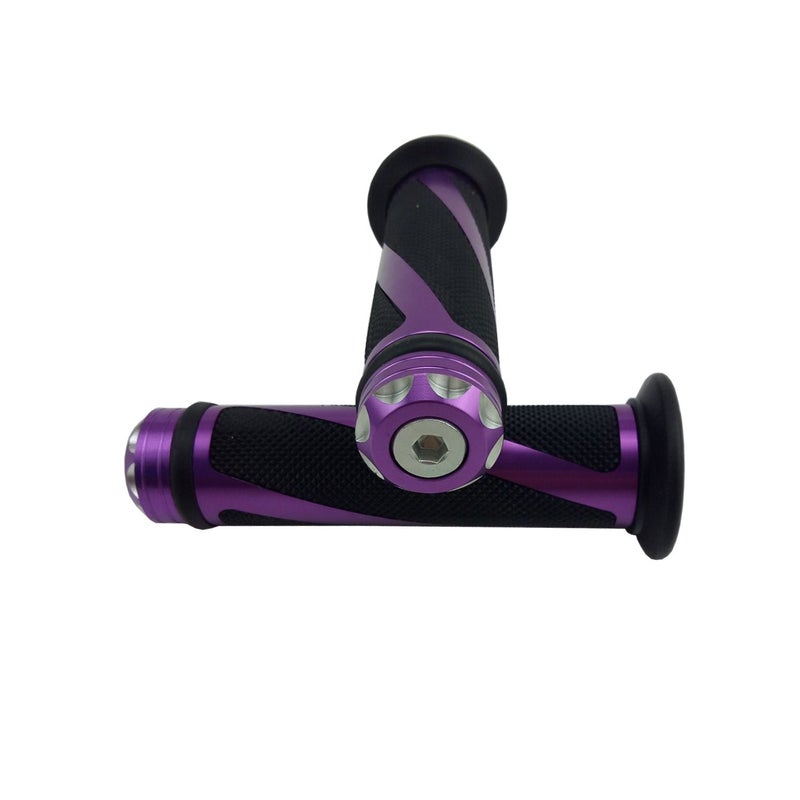 OKSTNO Universal Motorcycle Rubber Gel Handlebar Hand Grips for 7/8" Bar End Handle Bars Sports Bikes (Purple) - Image 1